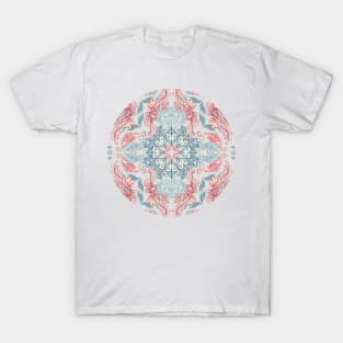 Vintage Fancy - a Pattern in Pale Blue, Navy & Deep Rose T-Shirt